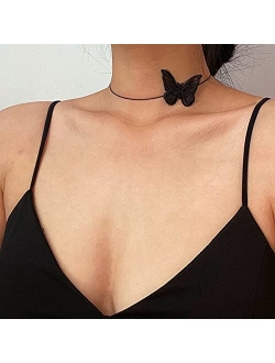 Sexy Black Lace Butterfly Chokers Necklaces for Women Summer Fashion White Transparent Chocker Club Party Jewelry New