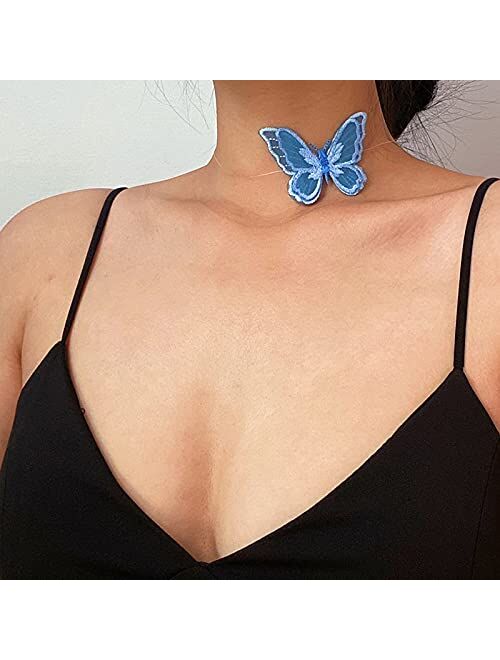 Sexy Black Lace Butterfly Chokers Necklaces for Women Summer Fashion White Transparent Chocker Club Party Jewelry New