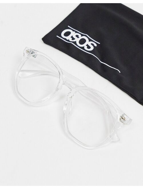 Asos Design clear frame clear lens glasses with blue light