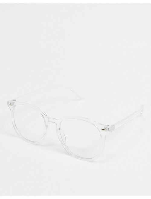 Asos Design clear frame clear lens glasses with blue light