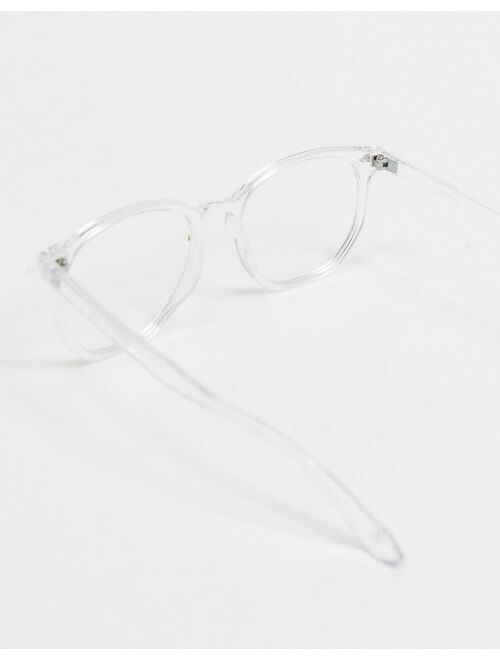 Asos Design clear frame clear lens glasses with blue light