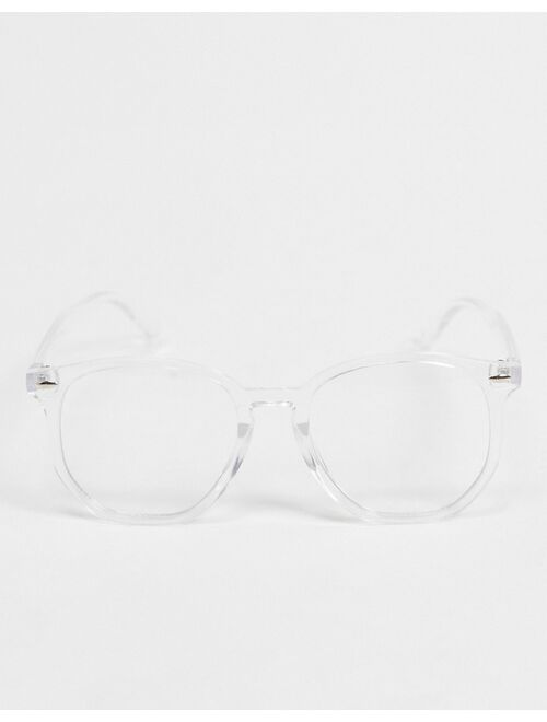 Asos Design clear frame clear lens glasses with blue light