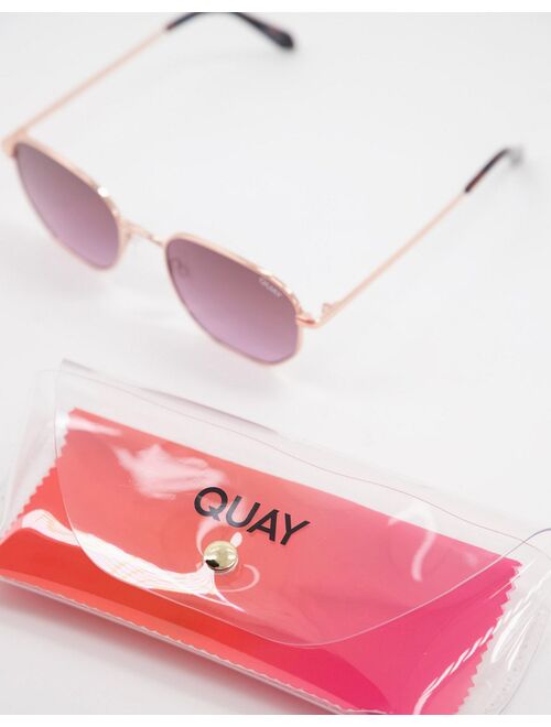 Quay Big Time womens round sunglasses in pink