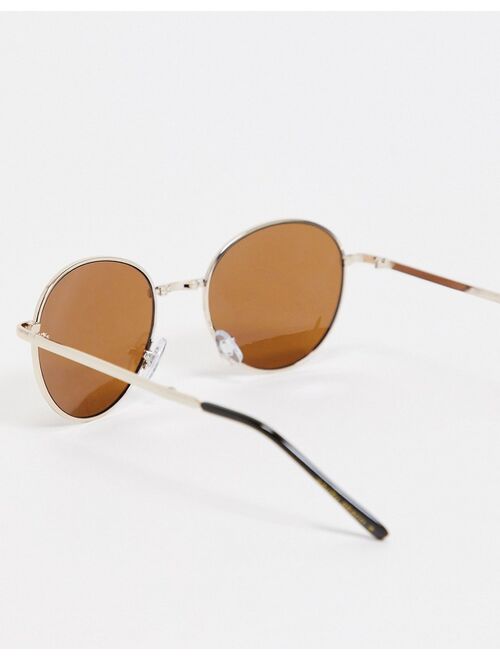 South Beach foldable sunglasses in gold with brown lens