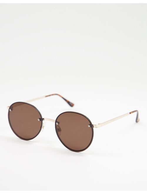 Skinnydip smokey frameless round sunglasses in brown