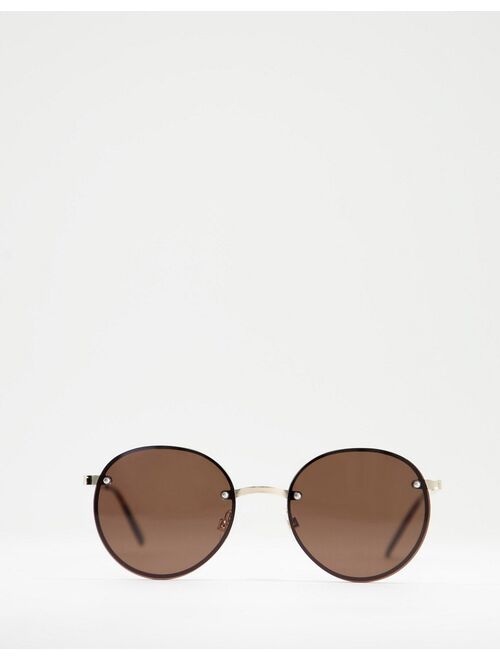 Skinnydip smokey frameless round sunglasses in brown