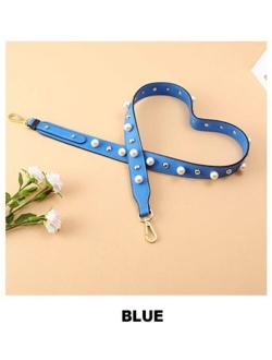 New 2021 Fashion Split Leather Shoulder Strap Colorful Bag Accessories Women Handbag Bag Strap Pearl Decoration 120cm