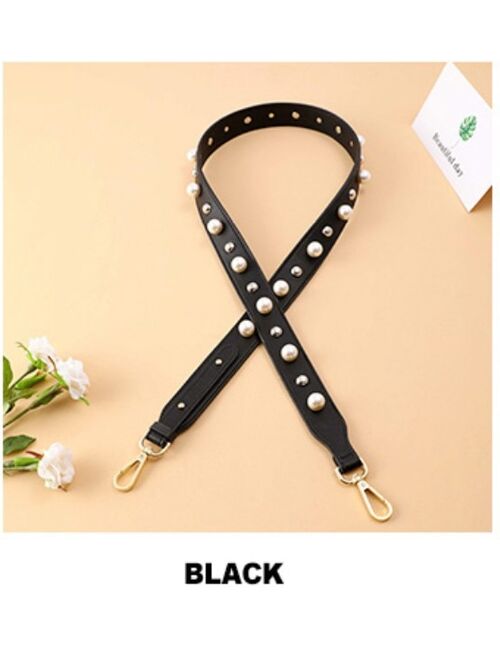 New 2021 Fashion Split Leather Shoulder Strap Colorful Bag Accessories Women Handbag Bag Strap Pearl Decoration 120cm