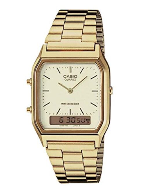 Casio AQ230GA-9D Men's Analog Digital Dual Time Gold Tone Metal Band Watch