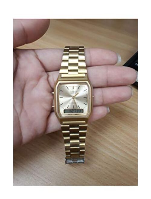 Casio AQ230GA-9D Men's Analog Digital Dual Time Gold Tone Metal Band Watch