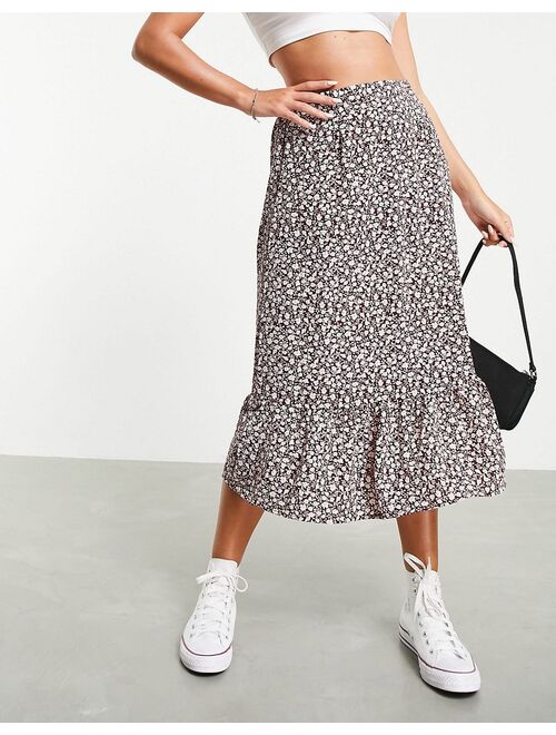 JDY midi skirt in floral print