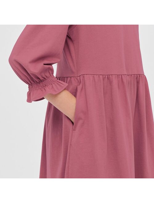 Uniqlo GIRLS SMOOTH COTTON 3/4-SLEEVE DRESS