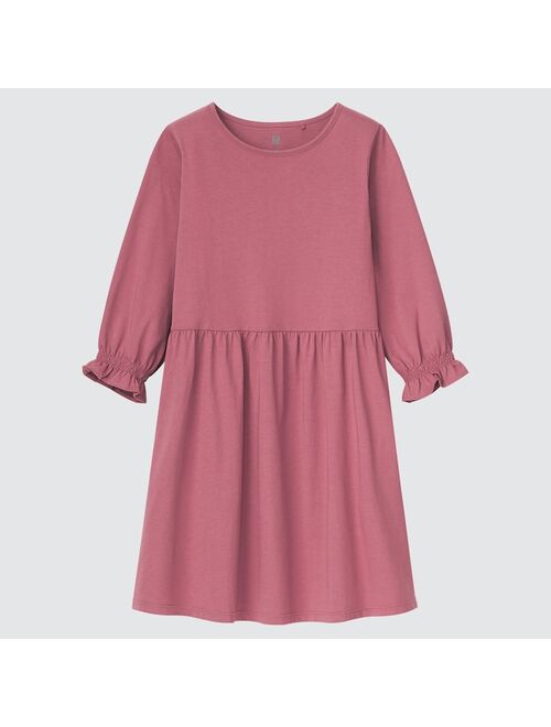 Uniqlo GIRLS SMOOTH COTTON 3/4-SLEEVE DRESS