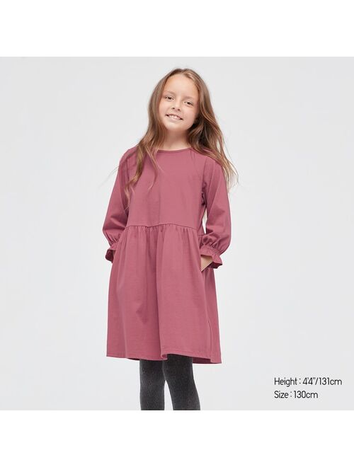 Uniqlo GIRLS SMOOTH COTTON 3/4-SLEEVE DRESS