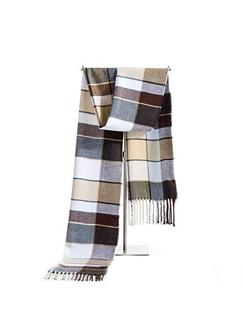 Rdylymx Men's Scarves Classic Arrival Winter Plaid Scarf Tassel Edge Soft Warm Scarf