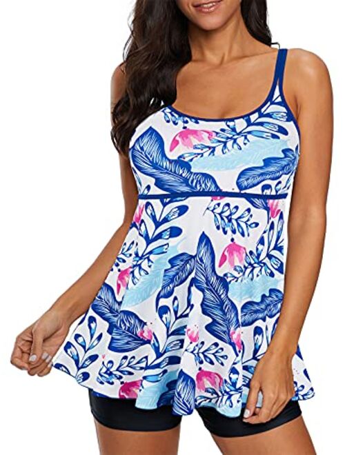 Zando Two Piece Swimsuit for Women Plus Size Tankini Tummy Control Bathing Suits for Women Ladies Modest Swimsuits