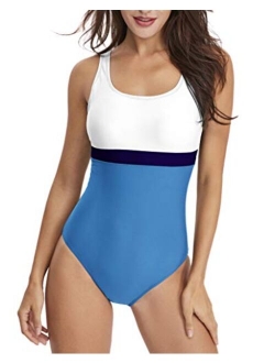 HAIVIDO Women's Athletic One Piece Swimsuits Racing Training Sports Bathing Suit Color Block Swimwear