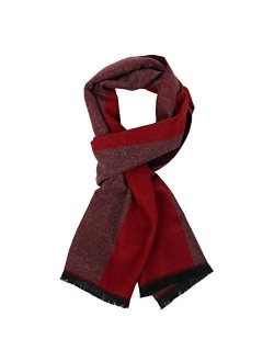 Long Cotton Scarf for Men - Warm Fringe Plaid Scarves With Luxurious Gift Box