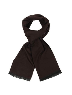 Long Cotton Scarf for Men - Warm Fringe Plaid Scarves With Luxurious Gift Box