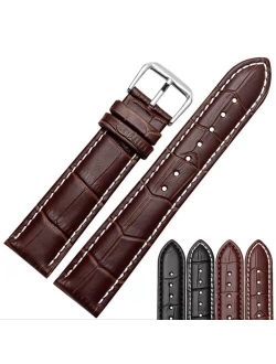 Strapseeker Roosevelt Genuine Top Grain Calf Leather Watch Band -Alligator Grain Embossed Leather Replacement Watch Straps-Watch Straps for Men & Women- Black & Brown Wat