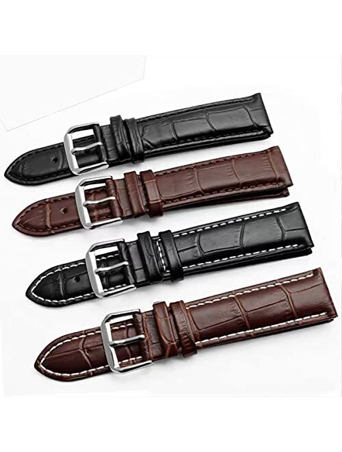 Strapseeker Roosevelt Genuine Top Grain Calf Leather Watch Band -Alligator Grain Embossed Leather Replacement Watch Straps-Watch Straps for Men & Women- Black & Brown Wat