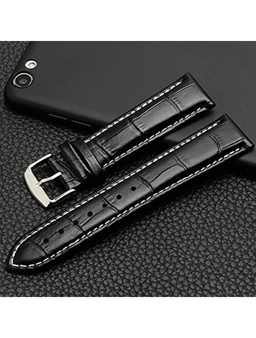 Strapseeker Roosevelt Genuine Top Grain Calf Leather Watch Band -Alligator Grain Embossed Leather Replacement Watch Straps-Watch Straps for Men & Women- Black & Brown Wat