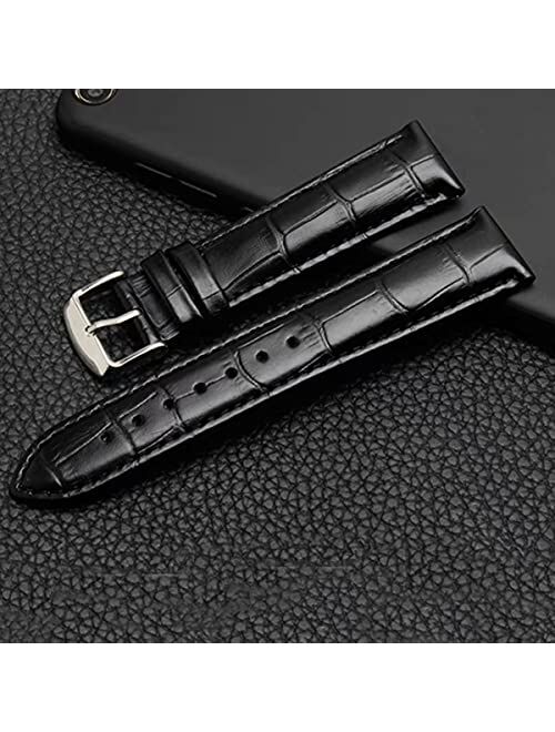 Strapseeker Roosevelt Genuine Top Grain Calf Leather Watch Band -Alligator Grain Embossed Leather Replacement Watch Straps-Watch Straps for Men & Women- Black & Brown Wat