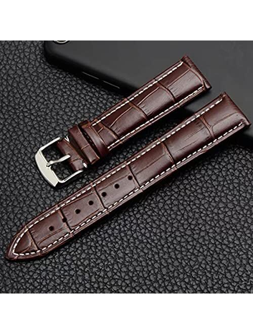 Strapseeker Roosevelt Genuine Top Grain Calf Leather Watch Band -Alligator Grain Embossed Leather Replacement Watch Straps-Watch Straps for Men & Women- Black & Brown Wat