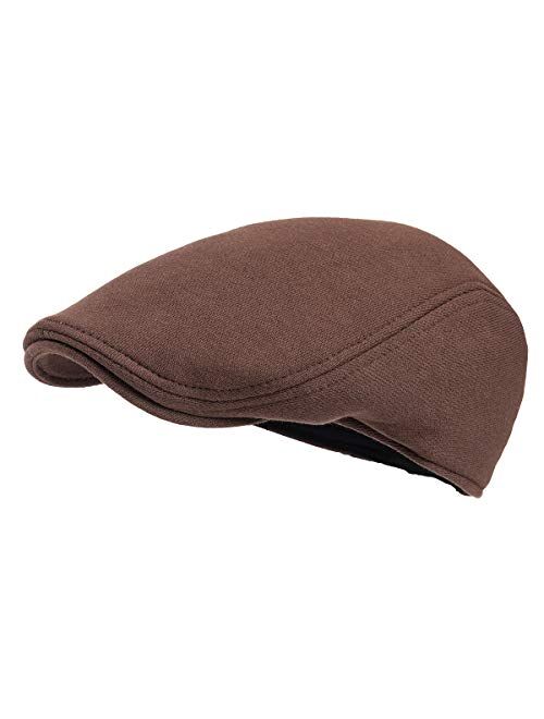 FEINION Men Cotton Newsboy Cap Soft Fit Cabbie Hat