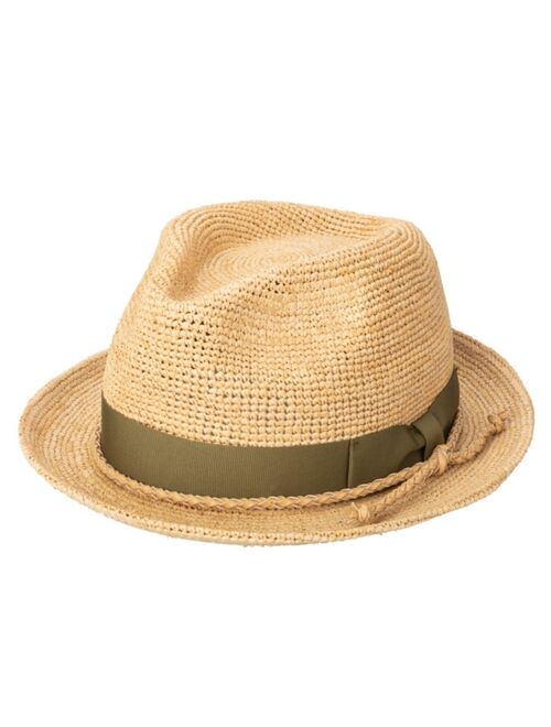 San Diego Hat Company Men's Crochet Raffia Fedora with Grosgrain Bow Band Hat