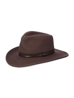 Wool Felt Outback Hat with Faux-Leather Trim