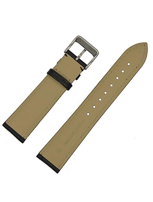 TStrap Leather Watch Bands 20mm – Black Calfskin Watch Straps Replacement - Alligator Grain Watch Band for Men Ladies - Smart Watch Bracelet Clasp Buckle – 18mm 19mm 21mm