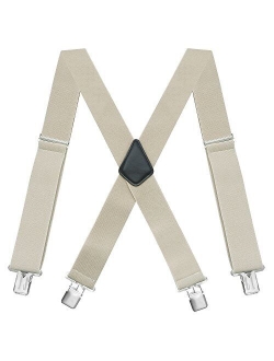 Fasker Mens Suspenders X-Back 2" Wide Adjustable Solid Straight Clip Suspenders