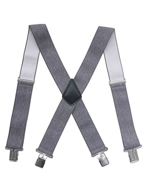 Fasker Mens Suspenders X-Back 2" Wide Adjustable Solid Straight Clip Suspenders