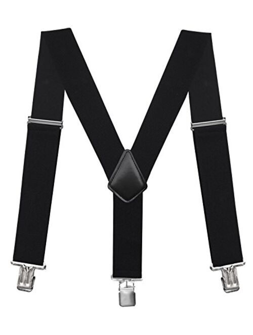 Fasker Mens Suspenders X-Back 2" Wide Adjustable Solid Straight Clip Suspenders