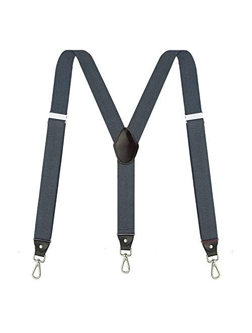 Suspenders for Men, Vauhse Adjustable Suspenders with Elastic Straps Y-Back Construction Heavy Duty for Work