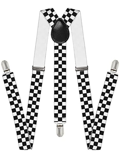 Trilece Suspenders for Men - Adjustable Size Elastic 1 inch Wide Y Shape Suspender for Women Heavy Duty Clips 1920s Costume