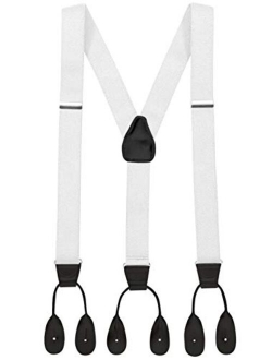 Suspenders for Men Y-Back Leather Trimmed Button End Tuxedo Suspenderss Many colors and designs