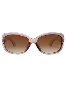 Vintage Square Sunglasses for Women Polarized UV Protection Havana Frame SJ2111