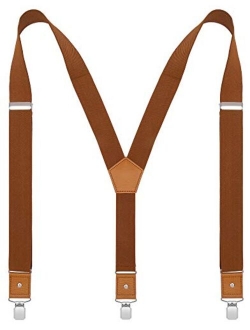 BODY STRENTH Mens Suspenders Adjustable Y Back Elastic with Strong Clips