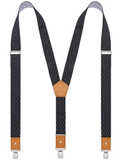 BODY STRENTH Mens Suspenders Adjustable Y Back Elastic with Strong Clips