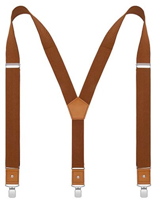 BODY STRENTH Mens Suspenders Adjustable Y Back Elastic with Strong Clips