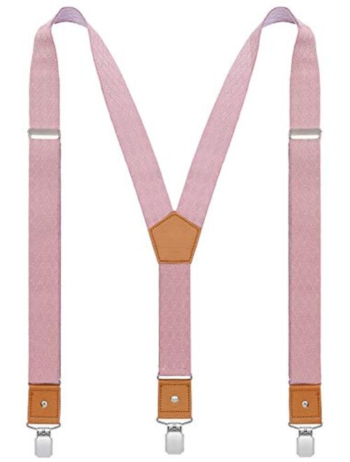 BODY STRENTH Mens Suspenders Adjustable Y Back Elastic with Strong Clips