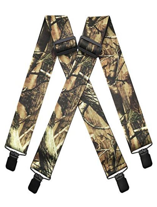 MENDENG Camo Suspenders for Men Heavy Duty Clips Hunting Work Adjustable Braces