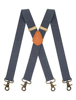 MENDENG Suspenders for Men Heavy Duty Swivel Hooks Retro X-Back Adjustable Brace