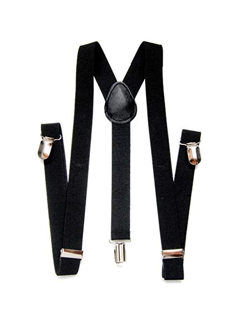 Luxxii - 1 inch Wide Suspenders for Men Elastic Adjustable Solid Straight Clip Y Back Suspenders