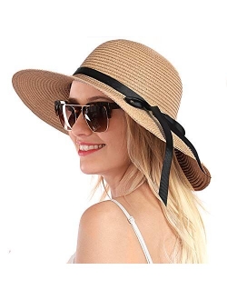 Womens Straw Hat Sun Hat for Women Beach Cap Summer Hats UV Protection UPF50+