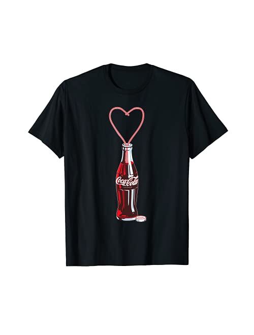 Coca Cola Bottle Heart Straws T-Shirt