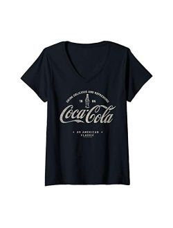 Womens Coca-Cola 1886 An American Classic Logo V-Neck T-Shirt