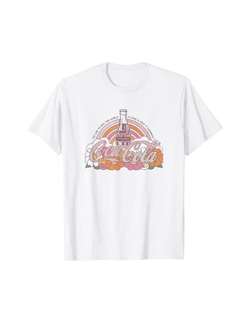 Coca-Cola Rainbow Floral Stained Glass Coke Bottle T-Shirt